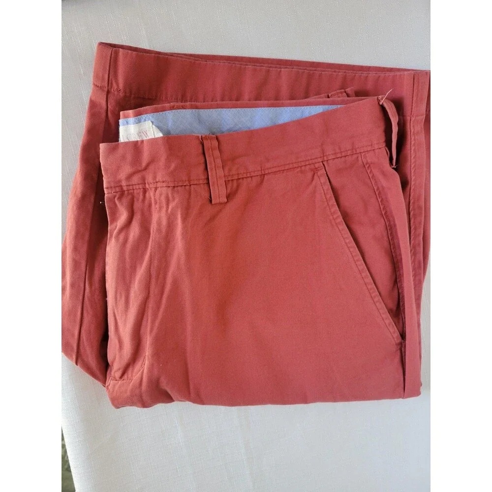 J. CREW Shorts Mens 34 Red Chino Paisley lined Flat Front Casual Beach Mid RIse